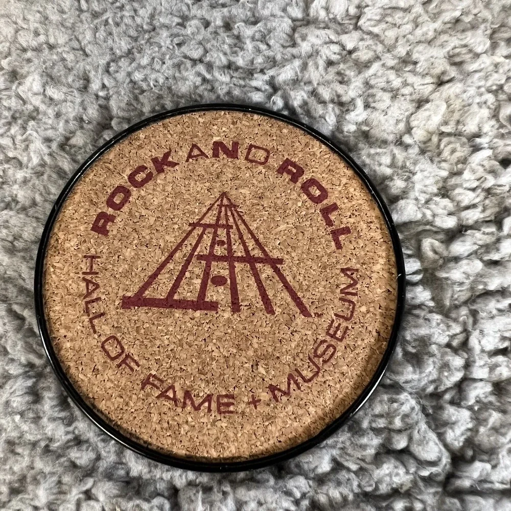 Vintage 1995‎ Rock n Roll Hall of Fame Vinyl Record Coasters Cork Bottom Novelty